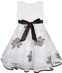 Girls Dress Wedding Flower Detailing Tulle Overlay Gray Size 4-8 Years