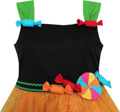 Girls Dress Halloween Candy Pumpkin Handbag Orange Black Size 4-8 Years