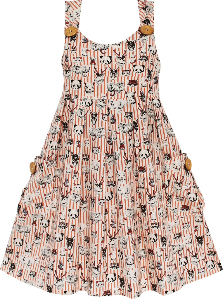 Girls Dress Halloween Panda Cat Elephant Goose Heads Size 4-8 Years