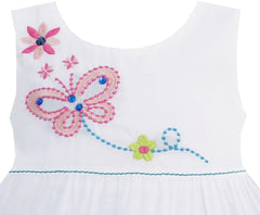 Girls Dress Little Girls Floral Striped Embroidery Butterfly Size 12M-5 Years