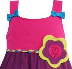 Girls Dress Little Girls Color Blocks Flower Detailing Size 12M-5 Years