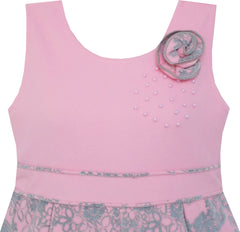 Girls Dress Princess Worsted Winter Christmas Flower Pink Size 4-10 Years
