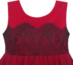 Girls Dress Princess Worsted Winter Christmas Hat Lace Red Size 4-10 Years