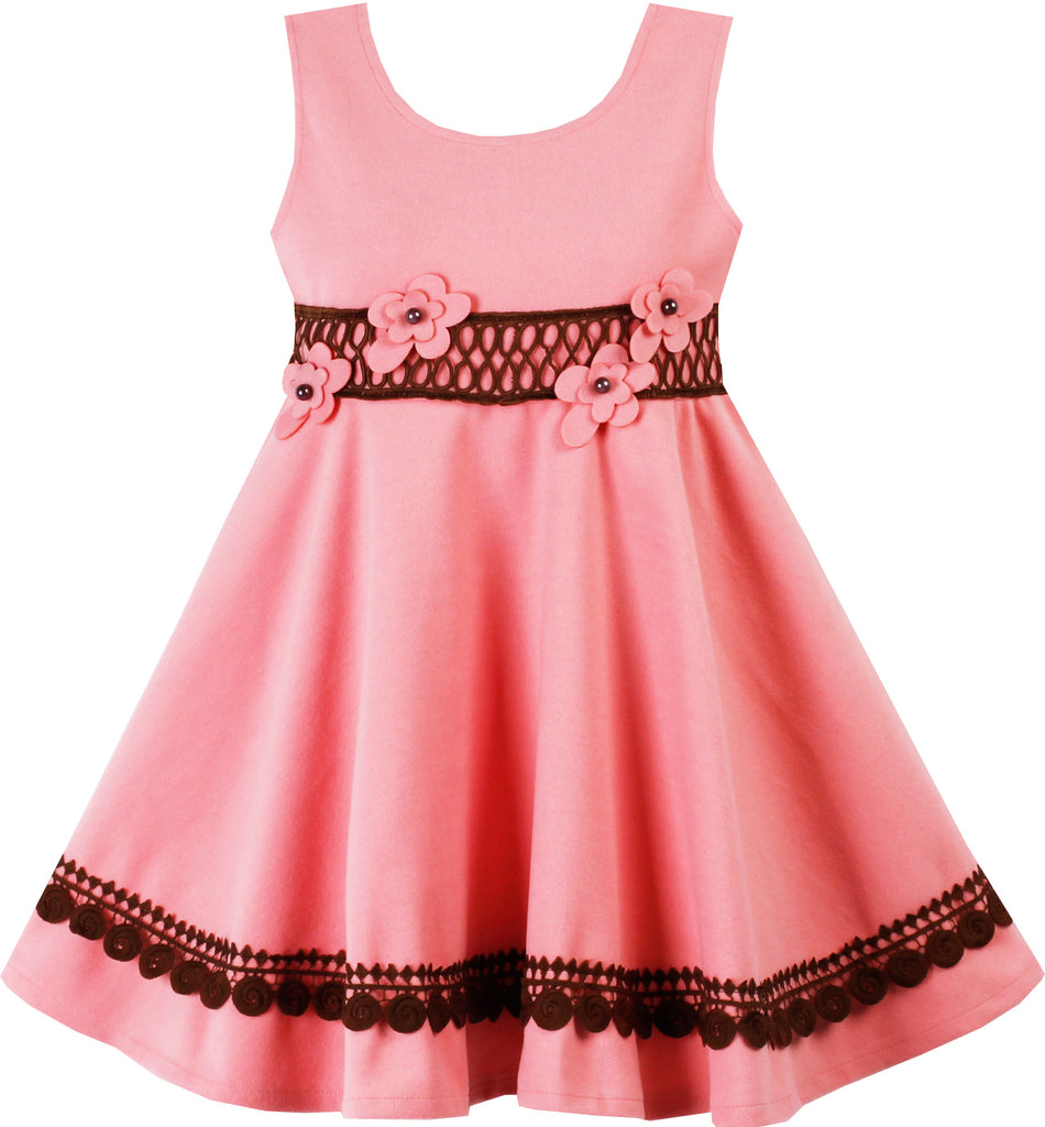 Girls Dress Princess Worsted Winter Christmas Warm Pink Size 6-10 Years