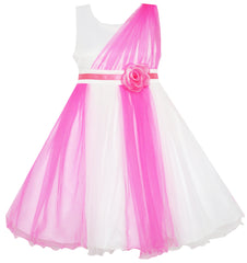 Girls Dress Elegant Wedding Gown Bridesmaid Tulle Flower Size 4-14 Years