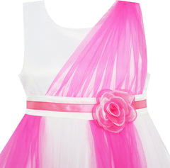 Girls Dress Elegant Wedding Gown Bridesmaid Tulle Flower Size 4-14 Years