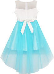 Girls Dress Sequin Mesh Party Wedding Princess Tulle Blue Size 7-14 Years