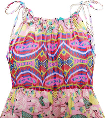 Girls Dress Halter Green Leaves Dandelion Sleeveless Size 7-14 Years