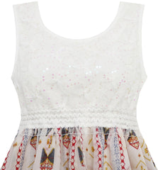 Girls Dress Hi-Lo Maxi Sequin Chiffon Lace Beige Size 7-14 Years