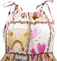 Girls Dress Halter Hand Drawing Print Sleeveless Size 7-14 Years