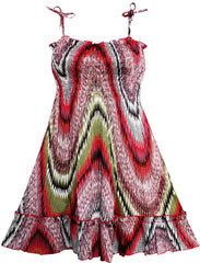Girls Dress Smocked Halter Paisley Red Brown Size 2-10 Years