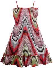 Girls Dress Smocked Halter Paisley Red Brown Size 2-10 Years