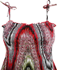 Girls Dress Smocked Halter Paisley Red Brown Size 2-10 Years