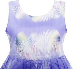 Girls Dress Sky Fantasy Colorful Angel Wings Feather Print Size 4-14 Years