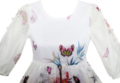 Girls Dress Butterfly Elegant Chinese Plum Flower Bamboo Size 4-10 Years