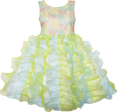 Girls Dress Pleated Tulle Princess Party Wedding Pageant Size 7-14 Years