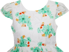Girls Dress Jacquard Flower Detailing With Tulle Overlay Size 7-14 Years