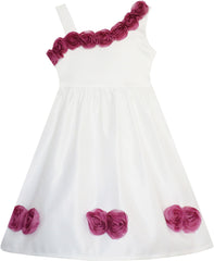 Girls Dress Asymmetric One Shoulder Flower Girl Party Purple Size 2-6 Years