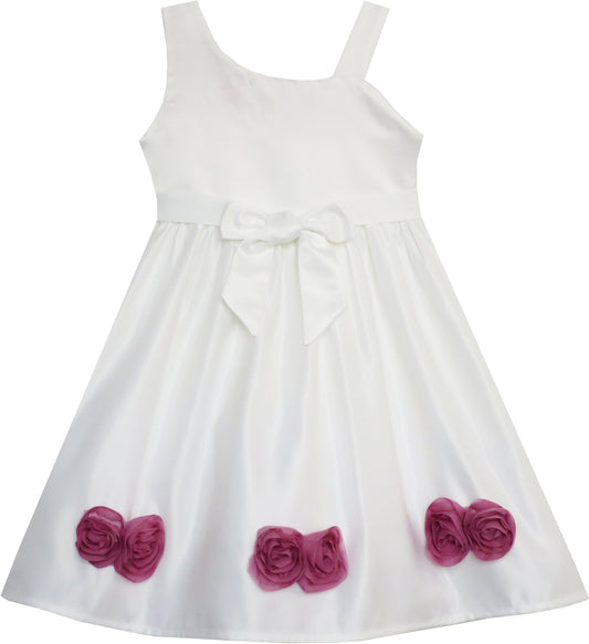 Girls Dress Asymmetric One Shoulder Flower Girl Party Purple Size 2-6 Years