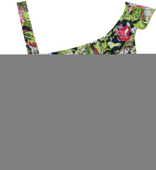 Girls Dress Sleeveless Floral Print Asymmetric Shoulder Design Size 7-14 Years