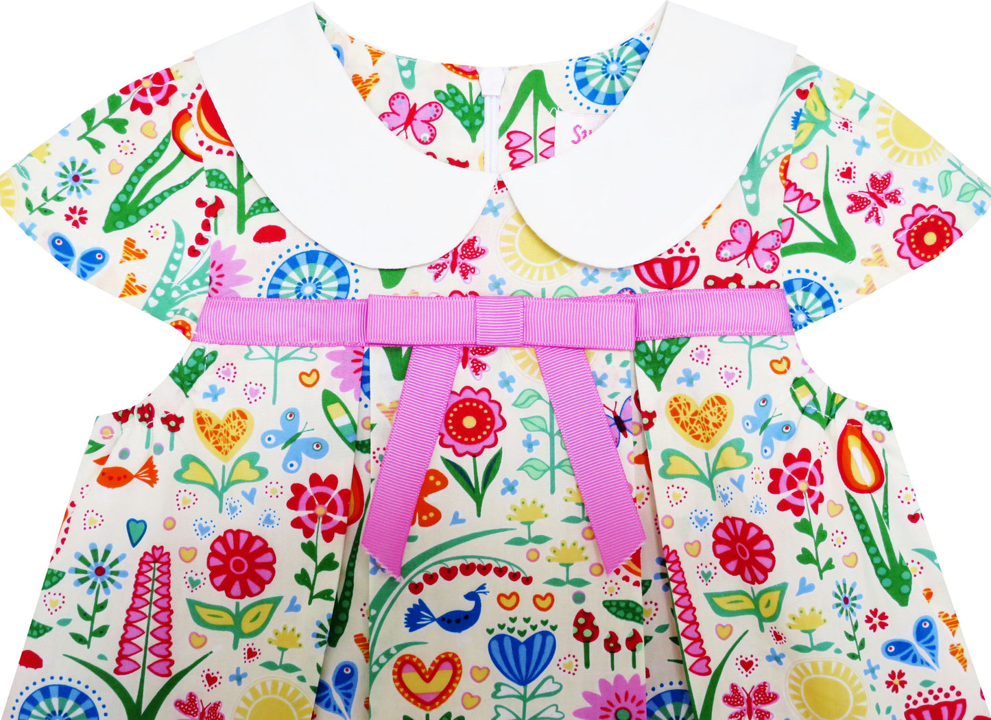 Sunny Fashion Girls Garden Floral Dress with Collar & Bow