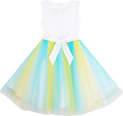 Girls Dress Tulle Overlay Princess Party Wedding Pageant Size 7-14 Years