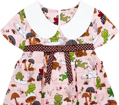 Girls Dress Turn-Down Collar Frog Mushroom Lotus Flower Size 2-6 Years