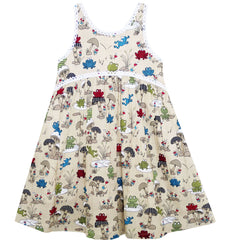 Girls Dress Halter Sleeveless Frog Mushroom Lotus Flower Size 2-6 Years