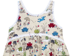 Girls Dress Halter Sleeveless Frog Mushroom Lotus Flower Size 2-6 Years