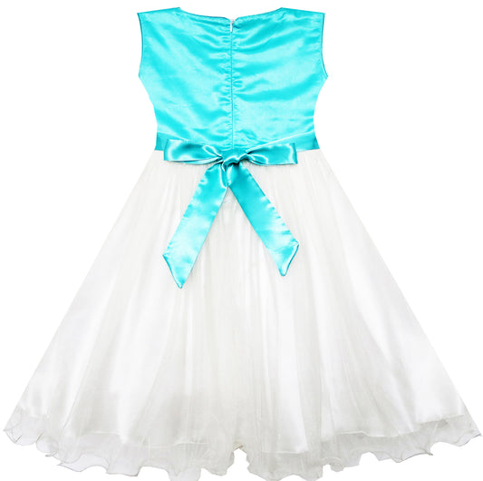 Girls Dress Tulle Overlay Embroidered Flower Party Princess Size 7-14 Years