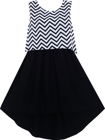 Girls Dress Turn-Down Collar Flower Chiffon Party Size 6-14 Years