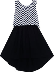 Girls Dress Turn-Down Collar Flower Chiffon Party Size 6-14 Years