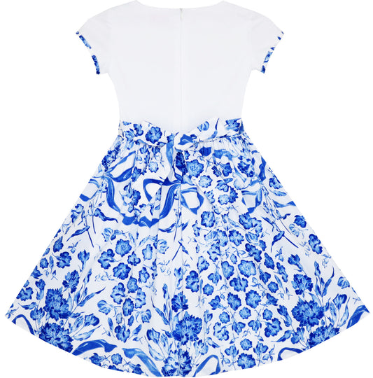 Girls Dress Porcelain Floral Printed Pageant Holiday Size 4-14 Years