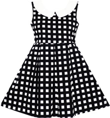 Girls Dress Turn-Down Collar Checkered Summer School Size 5-14 Years