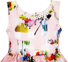 Girls Hi-Lo Dress Checkered Tulle Pearl Necklace Princess Pageant Size 4-14 Years