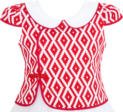 2-in-1 Girls Dress Red Plaid Chinese-style Cheongsam Size 7-14 Years