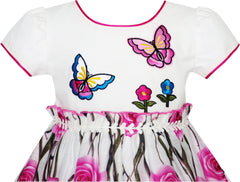 Girls Dress Rose Flower Butterfly Princess Birthday Party Size 4-10 Years