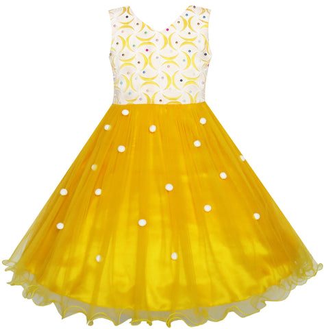 Flower Girls Dress Lace Pearl Dimensional Flowers Pageant Wedding Tulle Size 3-14 Years