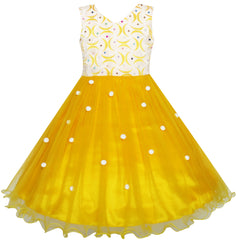 Flower Girls Dress Lace Pearl Dimensional Flowers Pageant Wedding Tulle Size 3-14 Years