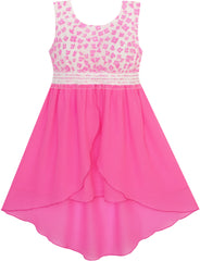 Girls Dress Hi-lo Maxi Chiffon Lace Flower Party Holiday Size 7-14 Years