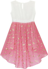 Girls Dress Hi-lo Maxi Sequin Chiffon Lace Party Holiday Size 7-14 Years