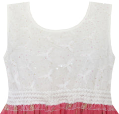 Girls Dress Hi-lo Maxi Sequin Chiffon Lace Party Holiday Size 7-14 Years