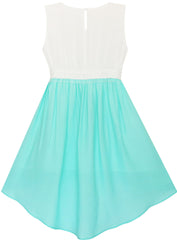 Girls Dress Hi-lo Maxi Chiffon Lace Polka Dot Necklace Party Size 7-14 Years