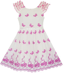 Girls Dress Embroidered Butterfly Dress Princess Pageant Size 4-14 Years