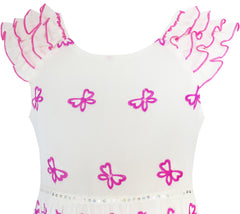 Girls Dress Embroidered Butterfly Dress Princess Pageant Size 4-14 Years
