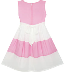 Girls Dress Pleated Collar Color Block Chiffon Size 7-16 Years