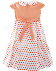 Girls Dress Polka Dot School Bow Tie Pearl Cap Sleeve Size 4-14 Years