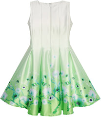 Girls Dress Fit And Flare Glitter Flower Print Party Size 7-14 Years