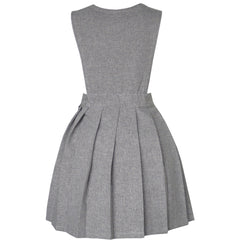 Girls Dress V Neck Pleated Hem School Uniform Tartan Skirt Size 4-14 Years