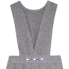 Girls Dress V Neck Pleated Hem School Uniform Tartan Skirt Size 4-14 Years